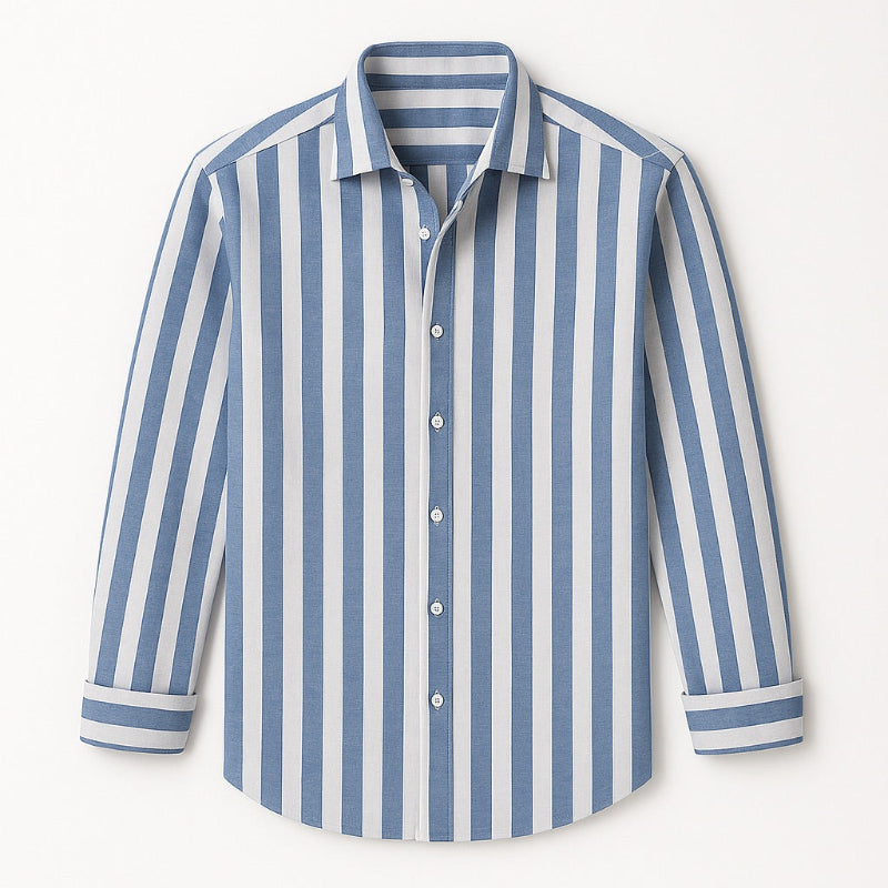 Sky blue striped men’s shirt – modern Italian smart casual look