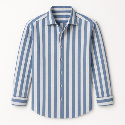 Sky blue striped men’s shirt – modern Italian smart casual look
