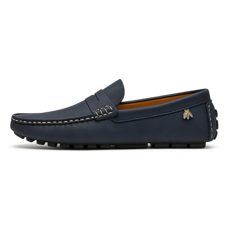 Carlo Alberto Leather Moccasin navy – stylish men's driving loafers offering soft leather comfort and timeless appeal.