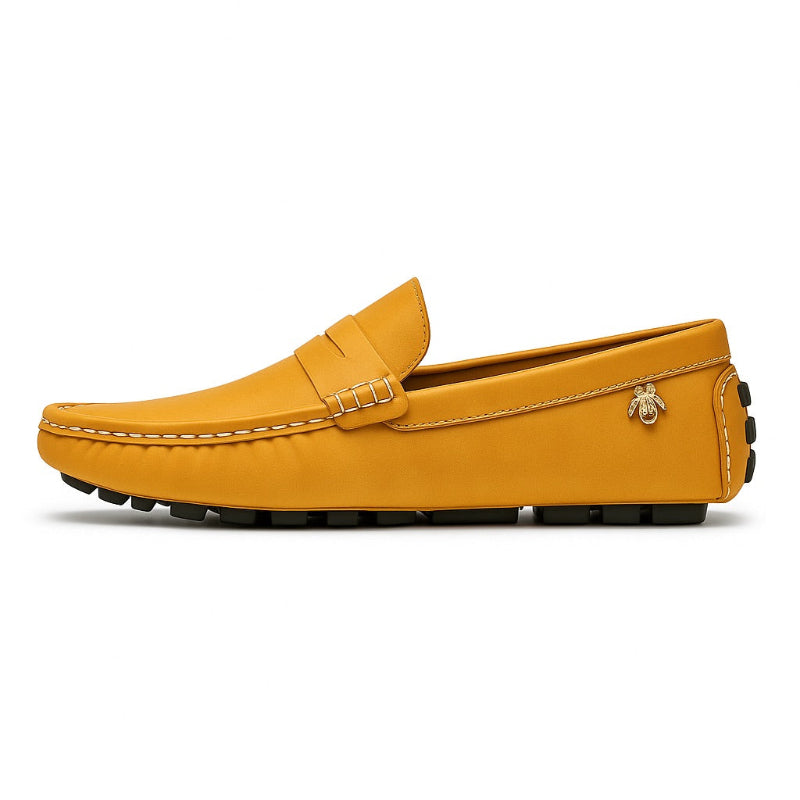 Carlo Alberto Leather Moccasin yellow – bright leather loafers for men, lightweight and designed for modern comfort.