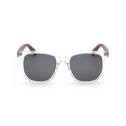 Carlo premium aviator sunglasses with clear white frame and dark lenses
