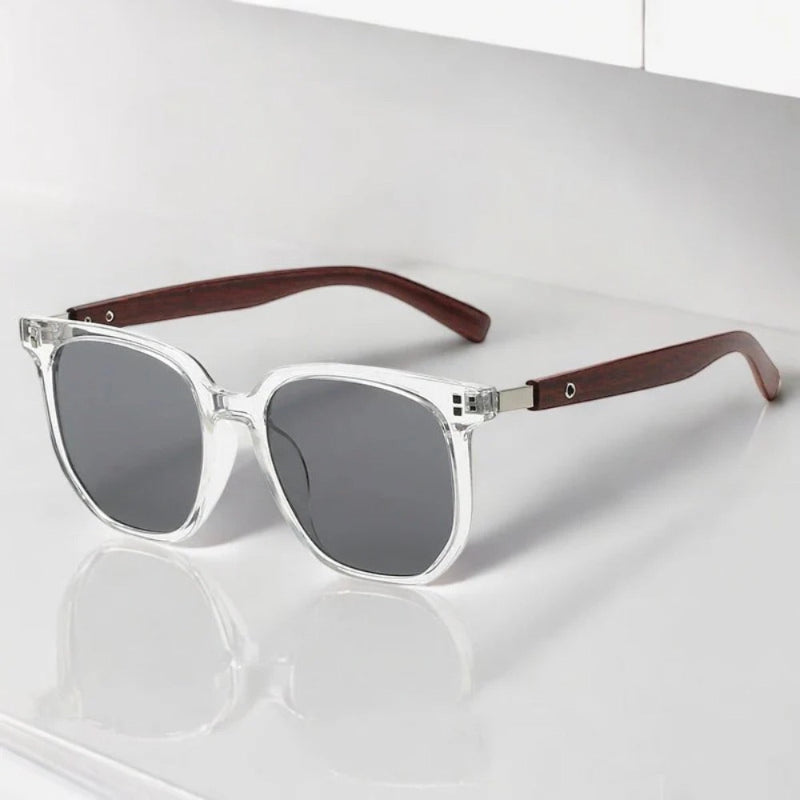 Carlo Premium Aviator Shades in white transparent frame with gray lenses – Polumi modern aviator sunglasses.