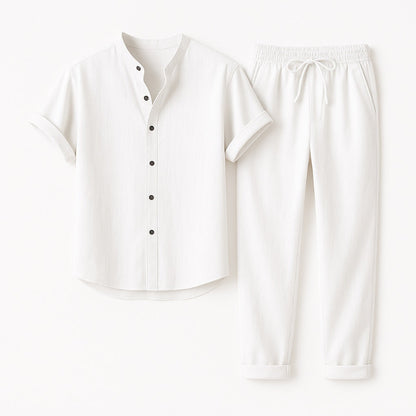 CityLife men’s linen shirt and white pants set in all white