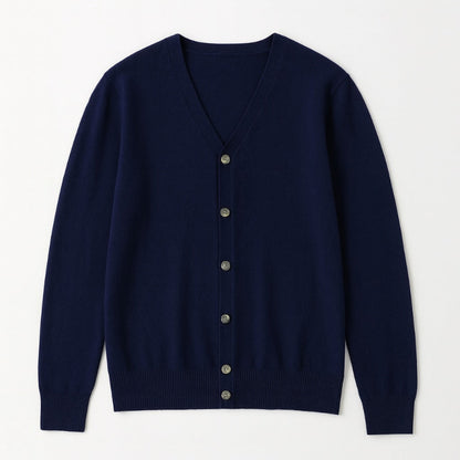 Navy Daniele Luxe Merino Wool Cardigan by Polumi — refined men’s knitwear piece designed for both office wear and weekend sophistication.