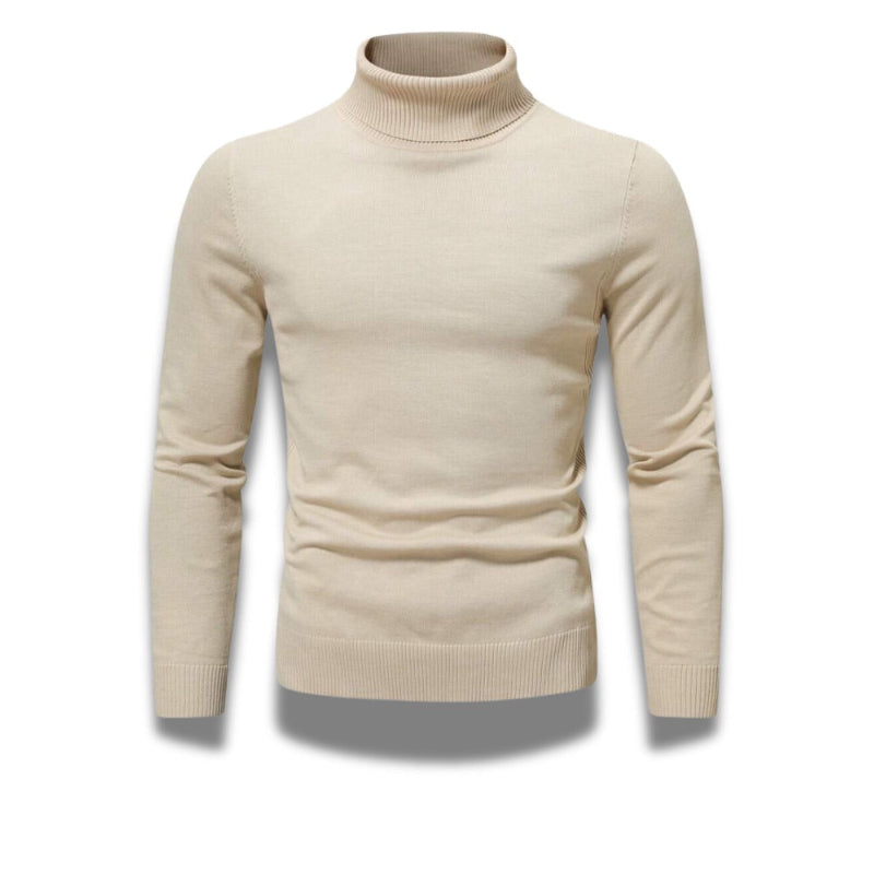 Beige Dario Luxe Turtleneck Sweater for men – lightweight and refined turtleneck sweater from Polumi’s winter collection.