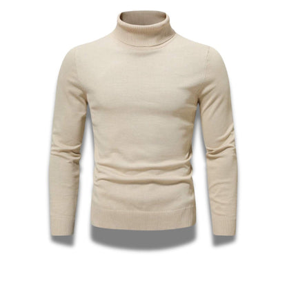 Beige Dario Luxe Turtleneck Sweater for men – lightweight and refined turtleneck sweater from Polumi’s winter collection.