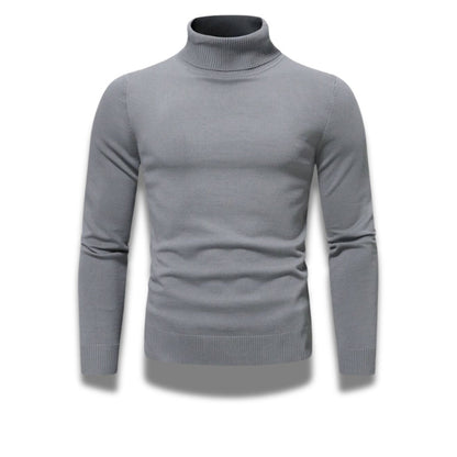 Gray Dario Luxe Turtleneck Sweater for men – modern slim fit knitwear by Polumi, perfect for business or casual outfits.