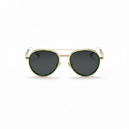 Ermenegildo Retro UV Sunglasses in black with classic round frame and UV protection lenses