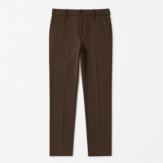 Fabio Luxe Office Slacks in brown by Polumi — elegant men’s dress pants designed with tailored fit and smooth premium fabric.