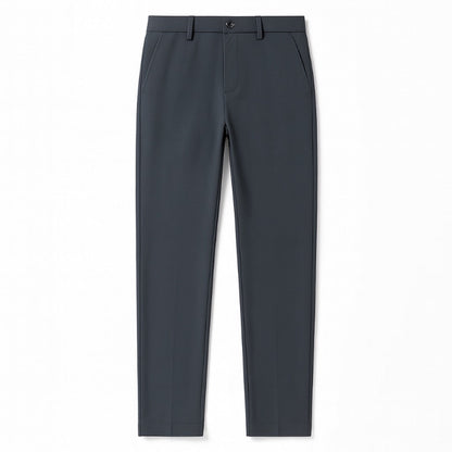 Polumi Fabio Luxe Office Slacks in dark gray — modern men’s business trousers offering stretch comfort and sharp professional look.”