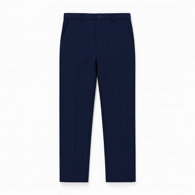 Polumi Fabio Luxe Office Slacks in navy — smart men’s office pants crafted from wrinkle-resistant fabric for an elegant modern look.