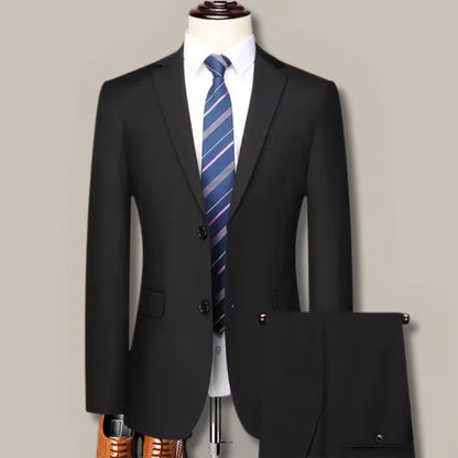 Firenze Men's Black Two-Piece Suit – Classic Elegant Business Set for Formal Events and Office Wear