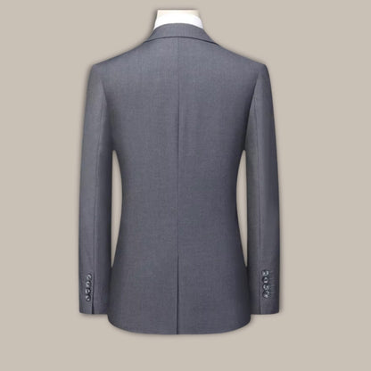 Back view of Firenze Timeless Men’s Suit Set in gray, featuring classic Italian tailoring and sleek modern lines.