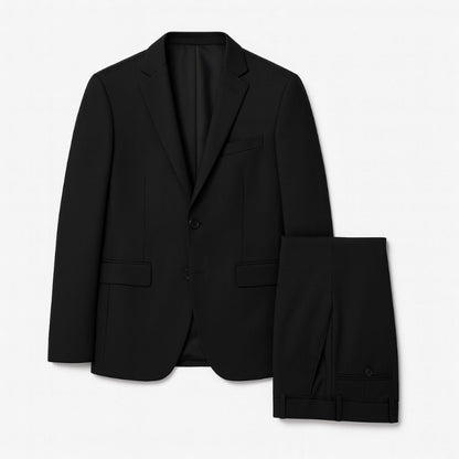 Black Firenze Timeless Men’s Suit Set – classic Italian two-piece suit for men by Polumi, perfect for formal and evening wear
