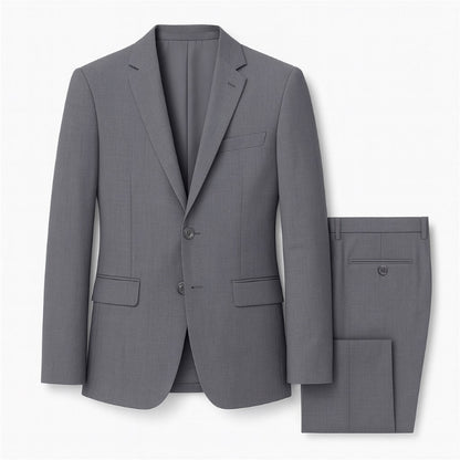 Gray Firenze Timeless Men’s Suit Set – elegant Italian tailored two-piece suit by Polumi for business and formal occasions