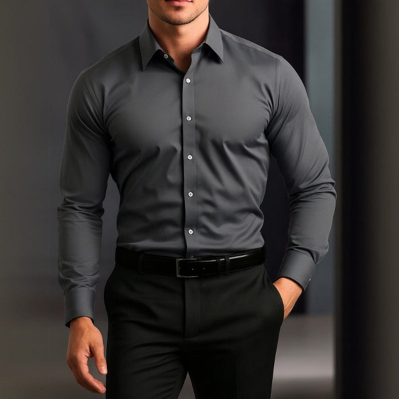 Torino Flex-Fit Men's Shirt in modern gray – versatile men's slim-fit shirt offering a clean and contemporary style.