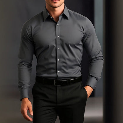 Torino Flex-Fit Men's Shirt in modern gray – versatile men's slim-fit shirt offering a clean and contemporary style.