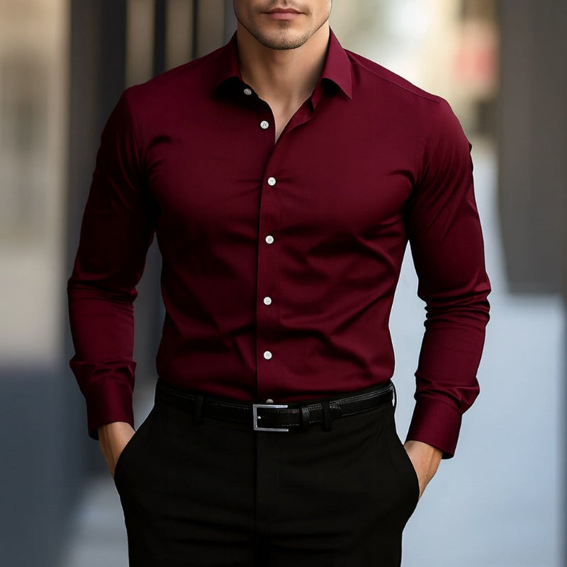 Torino Flex-Fit Men's Shirt in purpura red – bold and elegant men's stretch shirt with modern Italian design.