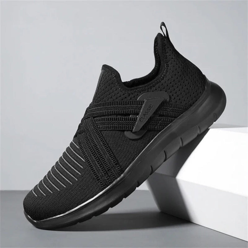 Black Francesco Premium X Sneakers with breathable mesh fabric and lightweight rubber sole for active men