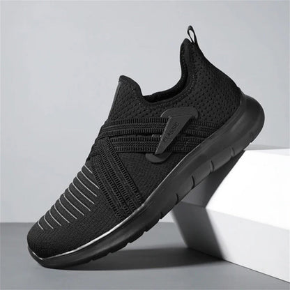 Black Francesco Premium X Sneakers with breathable mesh fabric and lightweight rubber sole for active men