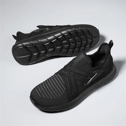 Top view of black Francesco Premium X Sneakers with textured knit fabric and soft outsole, lightweight and durable