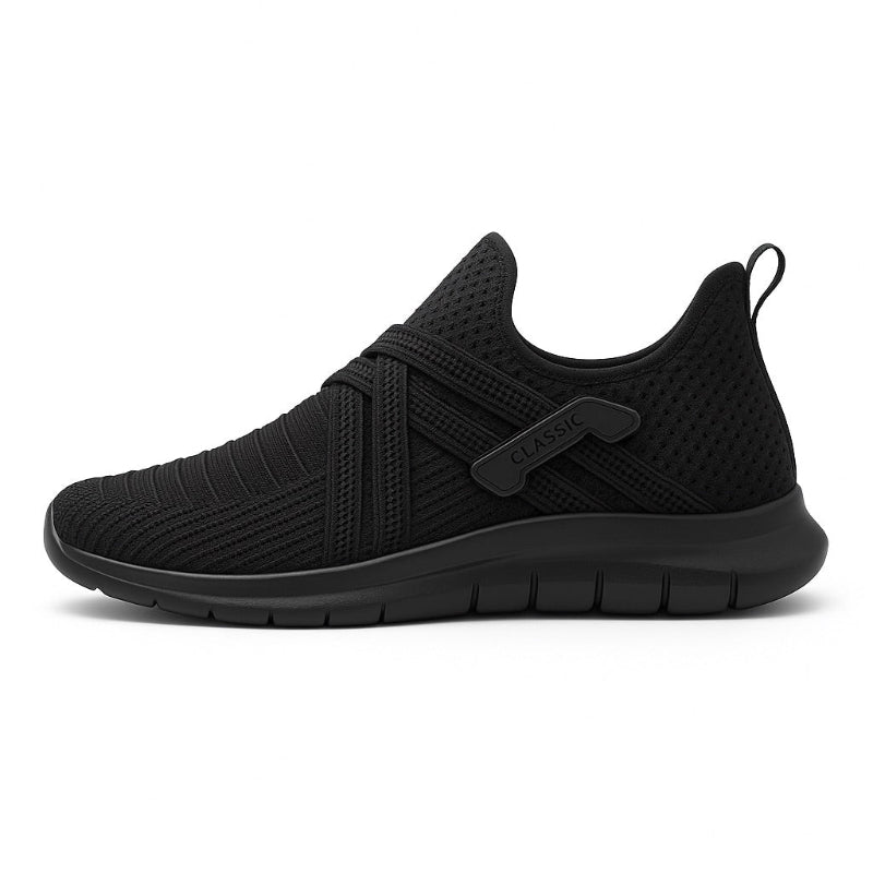 Francesco Premium X Sneakers in black – elegant slip-on sneakers with breathable knit upper and soft cushioned sole for everyday performance.