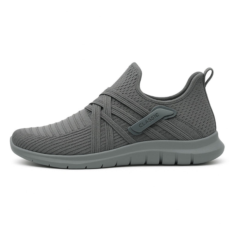 Francesco Premium X Sneakers in gray – breathable knit sneakers with elastic cross straps and soft cushioning for a perfect fit.
