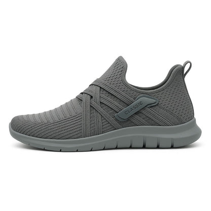 Francesco Premium X Sneakers in gray – breathable knit sneakers with elastic cross straps and soft cushioning for a perfect fit.