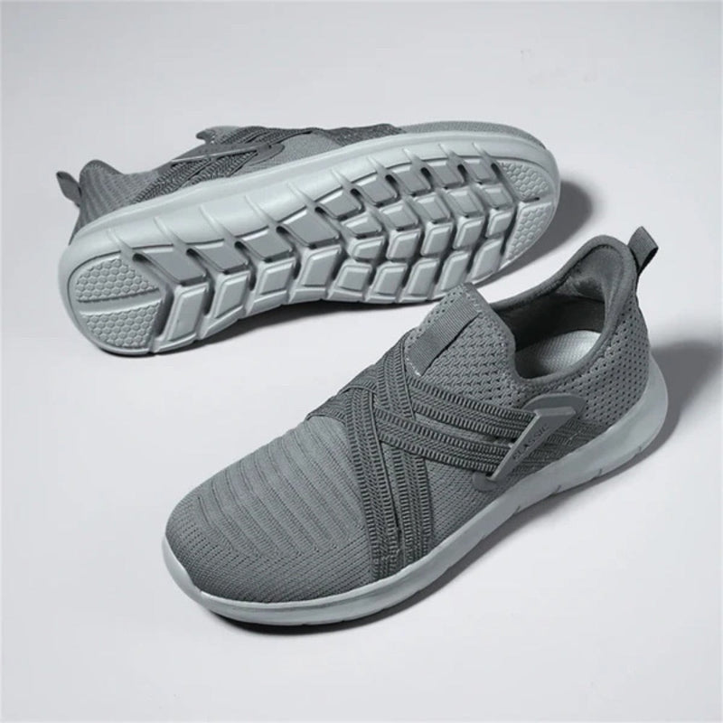 Top view of gray Francesco Premium X Sneakers, soft knit upper and flexible sole for casual daily wear