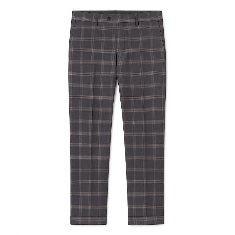 Gray Giacomo Timeless Check Pant – timeless men’s plaid trousers by Polumi with modern Italian tailoring and slim silhouette