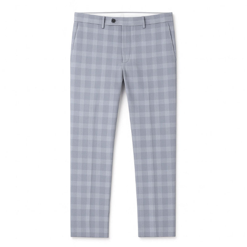 Sky Blue Giacomo Timeless Check Pant – elegant Italian checkered pants for men by Polumi, ideal for refined everyday wear