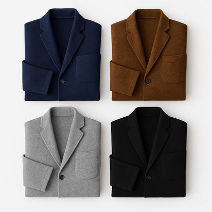 Giancarlo Soft Knit Blazer by Polumi in four colors – navy, brown, gray, and black. Elegant Italian knit blazers combining comfort and sophistication in a modern design.