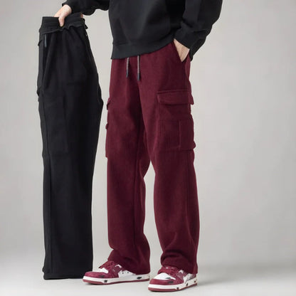 Polumi Giuseppe Comfort Cargo Sweats in purpura red — stylish men’s cargo joggers with warm texture and effortless street-luxury look.