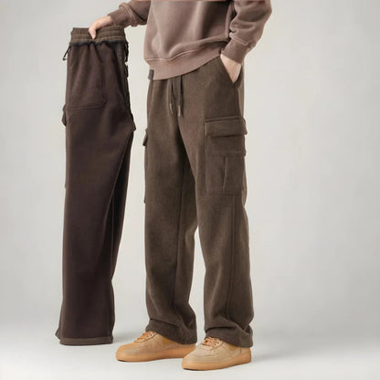 Giuseppe Comfort Cargo Sweats in brown by Polumi — men’s fleece cargo pants blending streetwear function and premium softness.