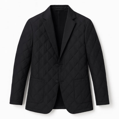 Leonardo Warm Blazer Jacket in black, stylish quilted men’s blazer flat lay with tailored slim cut.
