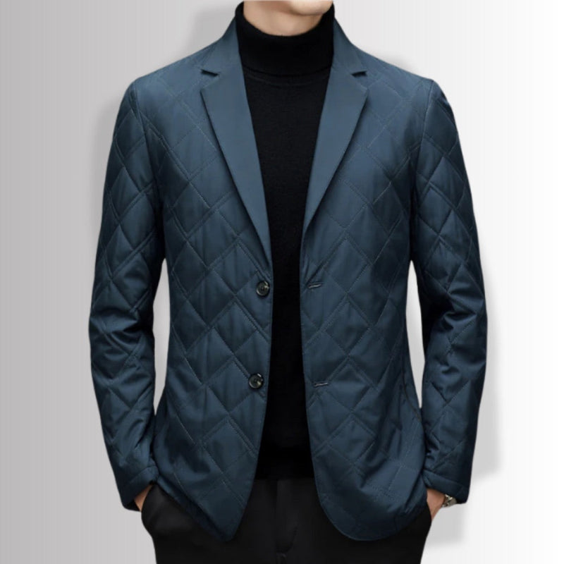 Leonardo Warm Blazer Jacket in navy blue, men’s quilted winter blazer with elegant tailored fit.