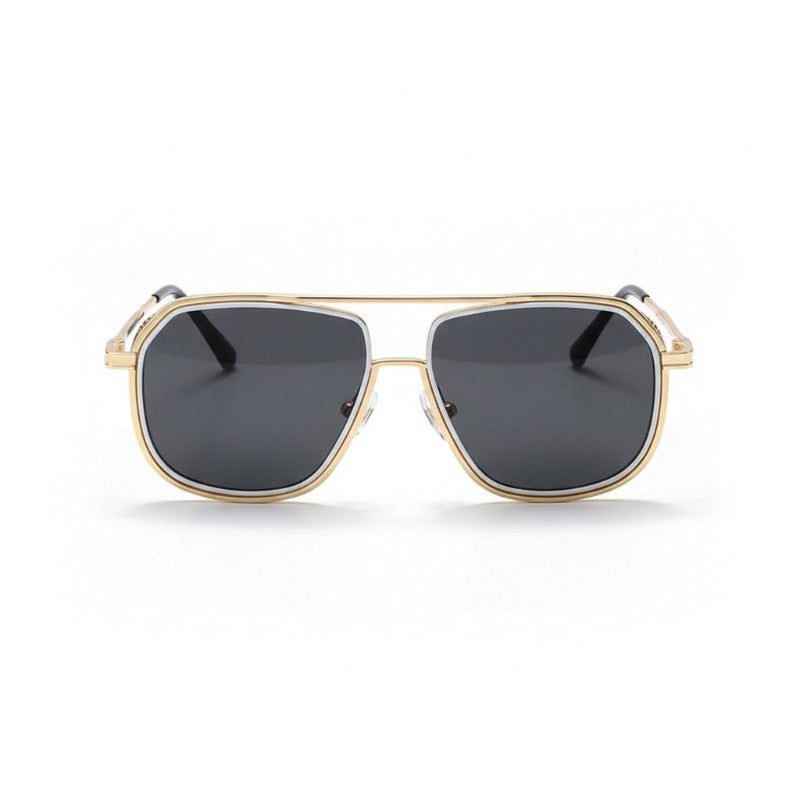 Libertà metal aviator sunglasses in black with dark lenses – luxury Italian eyewear front view