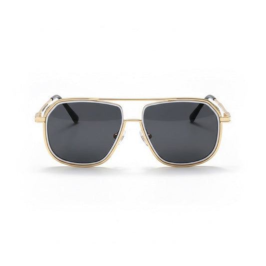 Libertà metal aviator sunglasses in black with dark lenses – luxury Italian eyewear front view