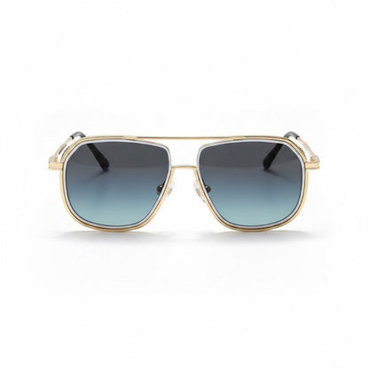 Libertà aviator sunglasses with blue gradient lenses and silver metal frame – premium Italian sunglasses