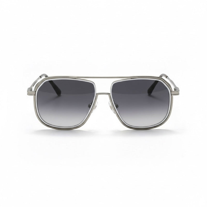 Libertà metal aviator sunglasses in gray with gold frame – modern Italian luxury eyewear