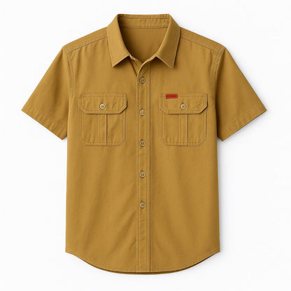 Yellow Luca Original Cargo Shirt – stylish short sleeve utility shirt for men by Polumi with a modern Italian design