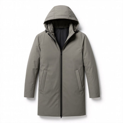 Luca Original Warm Parka gray – men's minimalist gray parka with hood, insulated lining and sleek silhouette by Polumi.