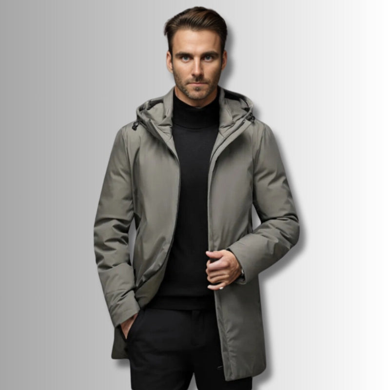 Luca Original Warm Parka gray – men's gray winter parka with hood, water-resistant shell and soft insulated interior by Polumi.