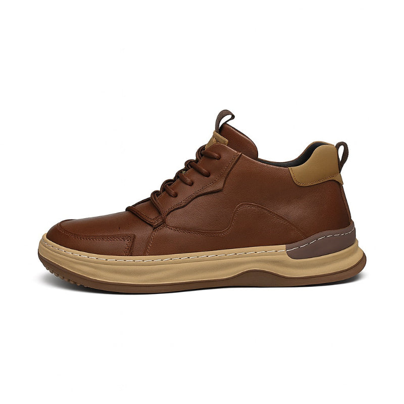 Ludovico Genuine Leather Shoes brown – premium men's sneakers made from genuine leather with cushioned beige sole and modern silhouette.