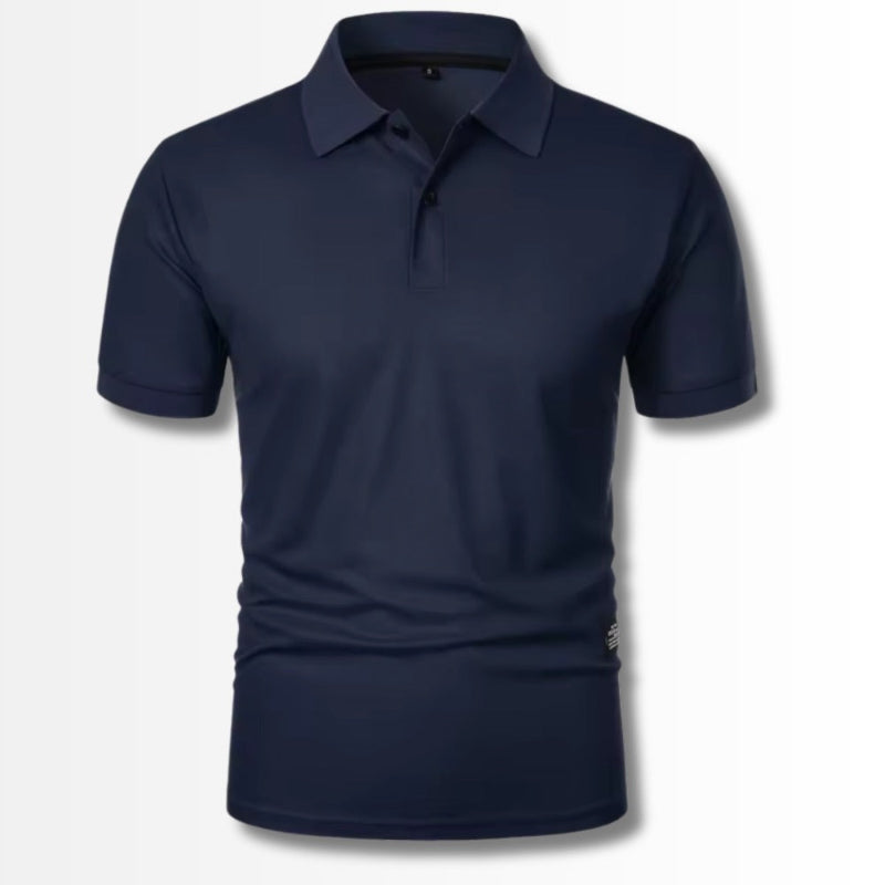 Luigi Cotton Slim Fit Polo in navy blue – classic short-sleeve men’s polo shirt made from soft cotton with a tailored fit.