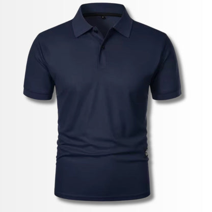 Luigi Cotton Slim Fit Polo in navy blue – classic short-sleeve men’s polo shirt made from soft cotton with a tailored fit.