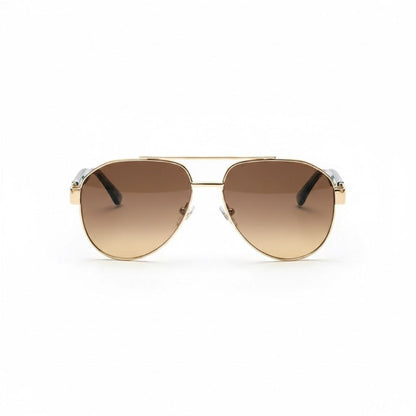 Luigi Italian aviator sunglasses with brown gradient lenses and gold metal frame
