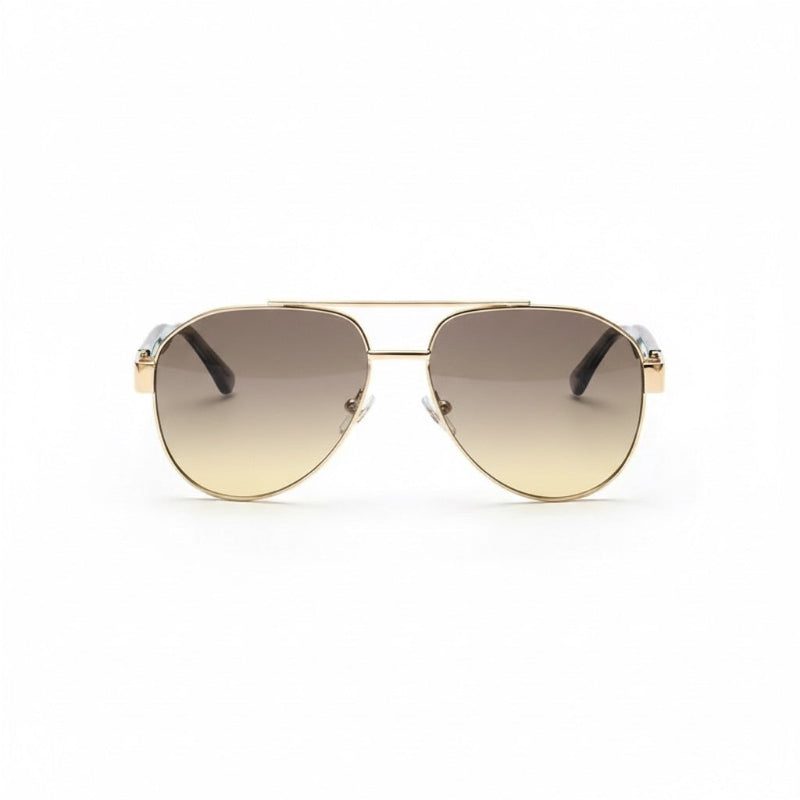 Luigi Italian aviator sunglasses with gray gradient lenses and gold aviator frame