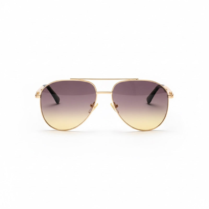 Luigi Italian aviator sunglasses with purple gradient lenses and gold frame
