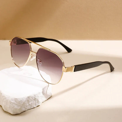 Luigi Italian Aviators Sunglasses in gold frame with purple gradient lenses, premium vintage-inspired style for men and women.